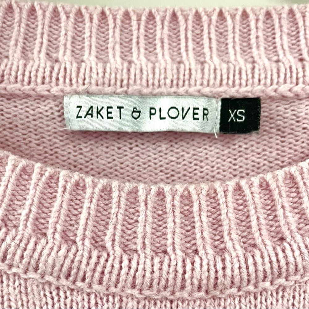 Zakét & Plover Pink Merino Wool Sweater XS Colorblock Orange Green Knit Top EUC - Picture 5 of 7